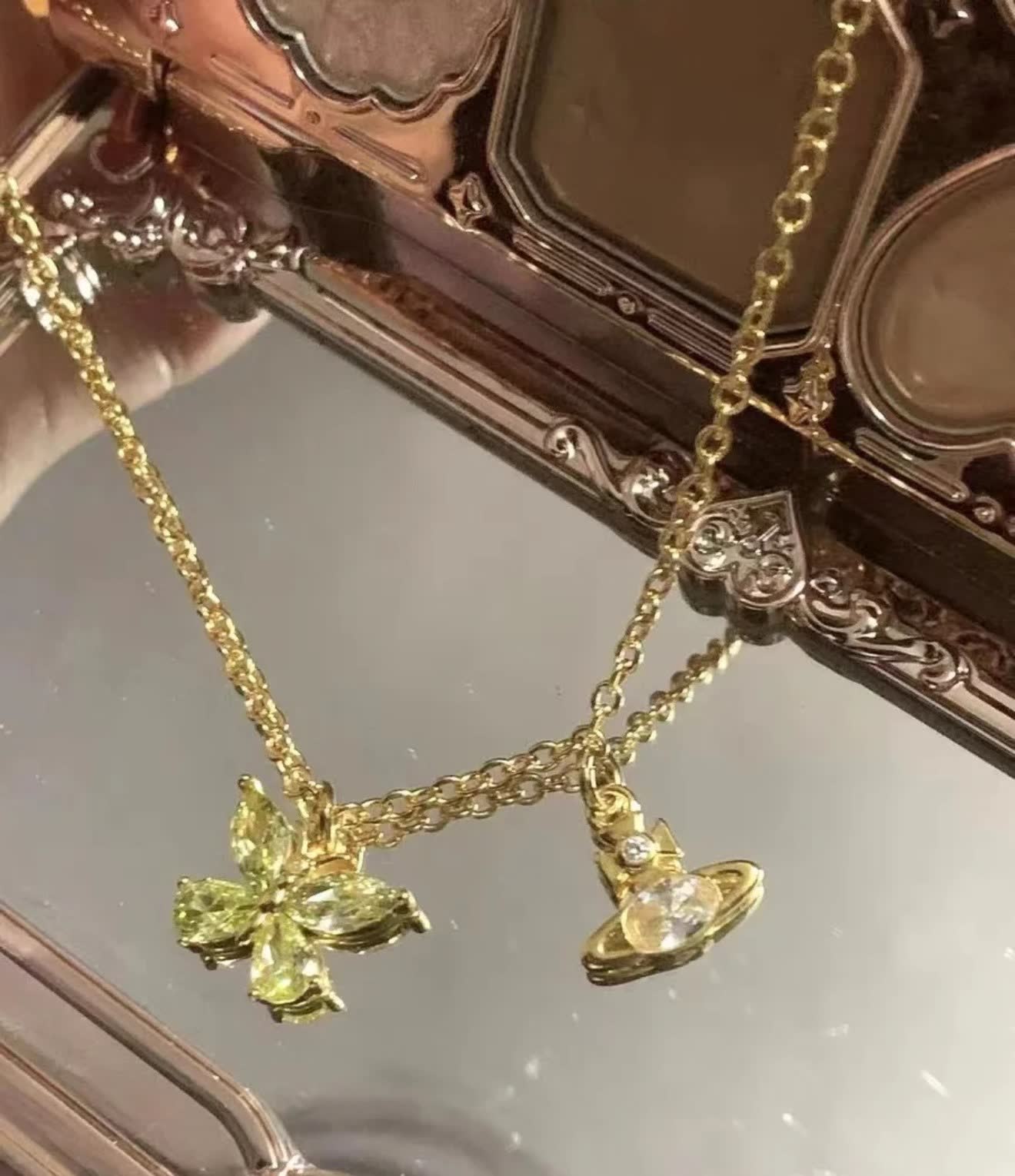 Vivienne Westwood Orb Butterfly Earrings and Necklace Set